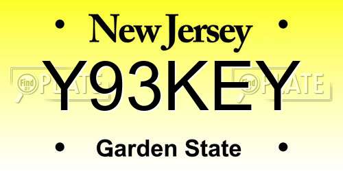 Y93KEY New Jersey License Plate