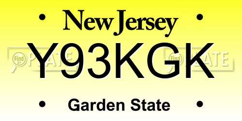 Y93KGK New Jersey License Plate