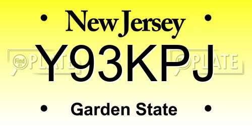 Y93KPJ New Jersey License Plate