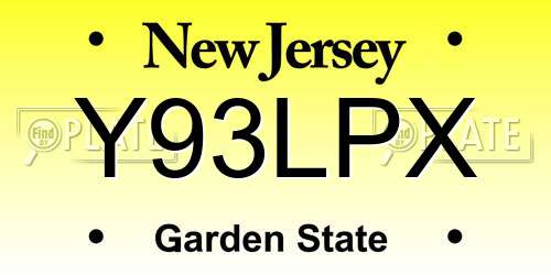 Y93LPX New Jersey License Plate