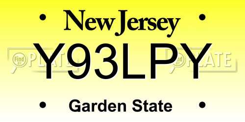Y93LPY New Jersey License Plate