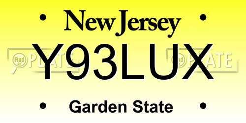 Y93LUX New Jersey License Plate