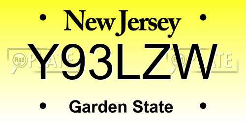 Y93LZW New Jersey License Plate
