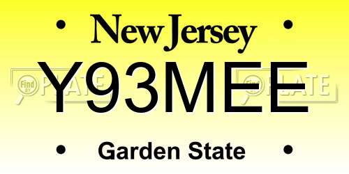Y93MEE New Jersey License Plate
