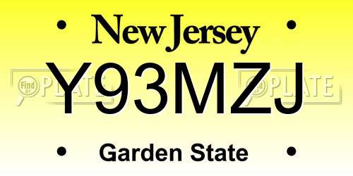 Y93MZJ New Jersey License Plate