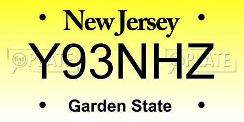 Y93NHZ New Jersey License Plate