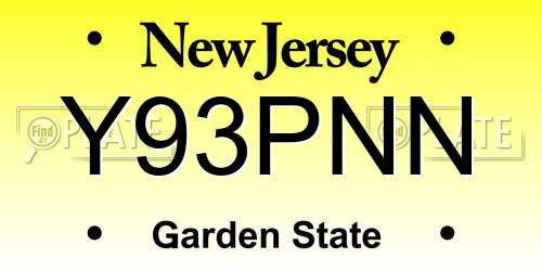 Y93PNN New Jersey License Plate