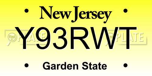 Y93RWT New Jersey License Plate