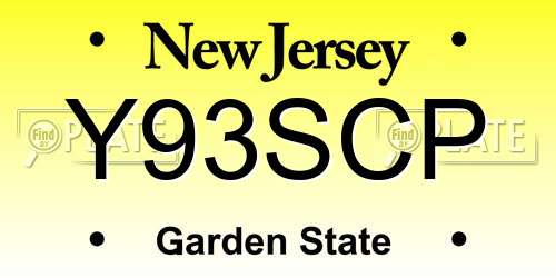Y93SCP New Jersey License Plate