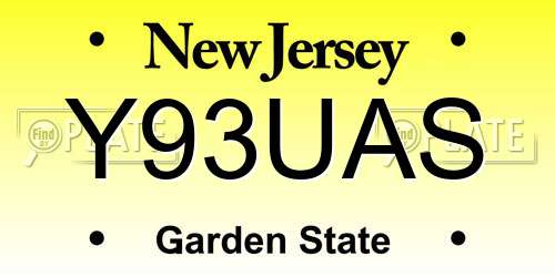 Y93UAS New Jersey License Plate