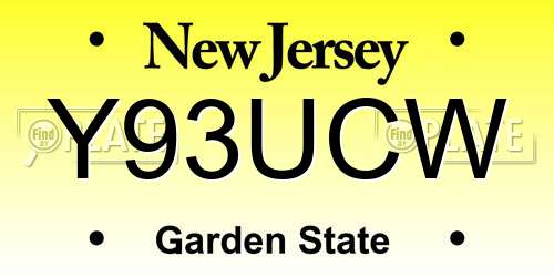 Y93UCW New Jersey License Plate