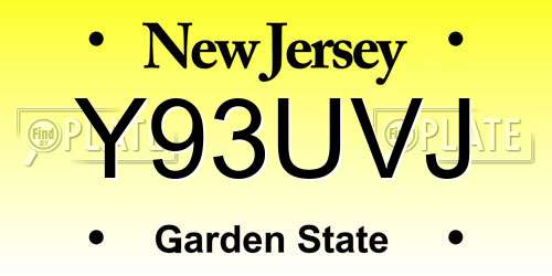 Y93UVJ New Jersey License Plate