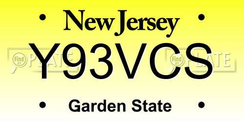 Y93VCS New Jersey License Plate