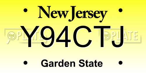 Y94CTJ New Jersey License Plate