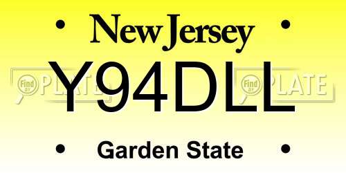 Y94DLL New Jersey License Plate