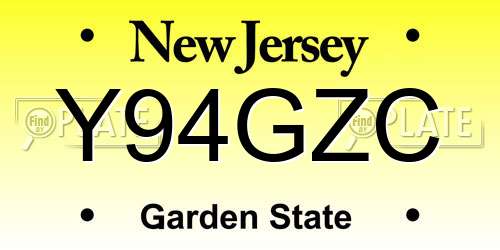 Y94GZC New Jersey License Plate