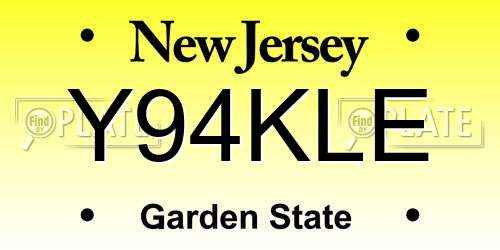 Y94KLE New Jersey License Plate
