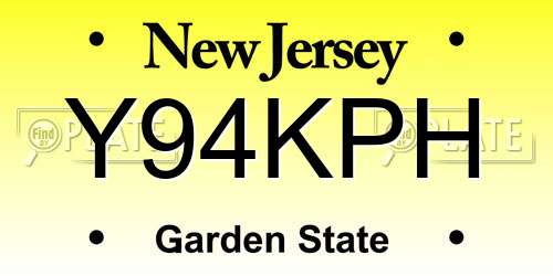 Y94KPH New Jersey License Plate