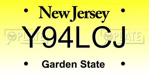 Y94LCJ New Jersey License Plate