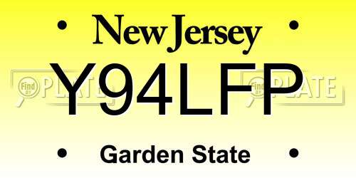 Y94LFP New Jersey License Plate
