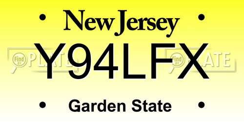 Y94LFX New Jersey License Plate