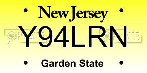 Y94LRN New Jersey License Plate