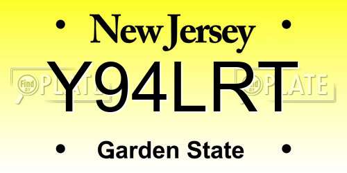 Y94LRT New Jersey License Plate