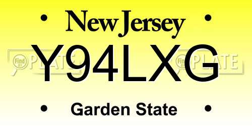 Y94LXG New Jersey License Plate