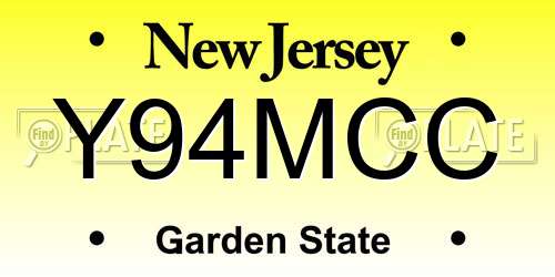 Y94MCC New Jersey License Plate