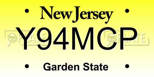 Y94MCP New Jersey License Plate