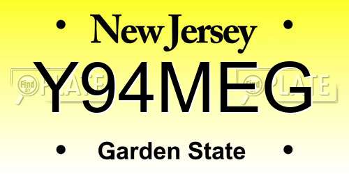 Y94MEG New Jersey License Plate