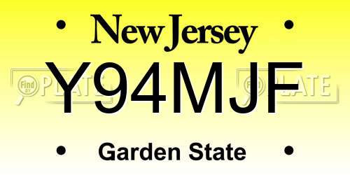 Y94MJF New Jersey License Plate