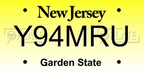 Y94MRU New Jersey License Plate