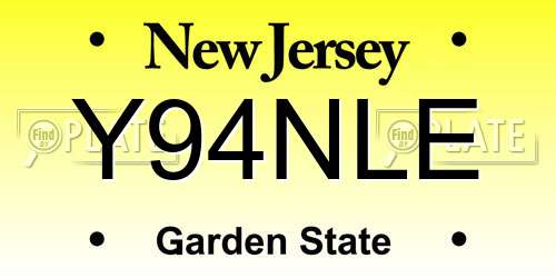 Y94NLE New Jersey License Plate