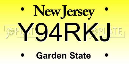 Y94RKJ New Jersey License Plate