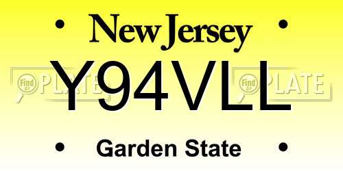 Y94VLL New Jersey License Plate