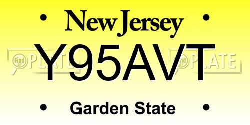 Y95AVT New Jersey License Plate