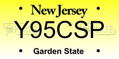 Y95CSP New Jersey License Plate