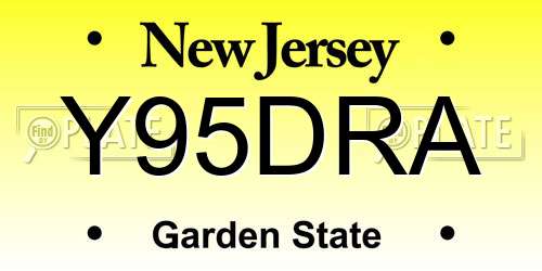 Y95DRA New Jersey License Plate