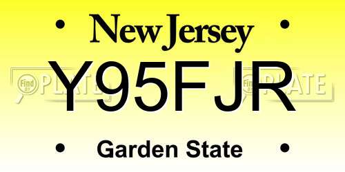 Y95FJR New Jersey License Plate