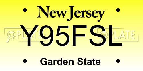 Y95FSL New Jersey License Plate