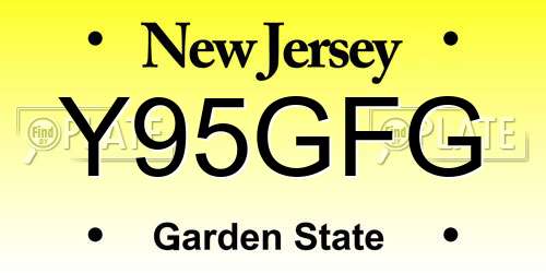 Y95GFG New Jersey License Plate