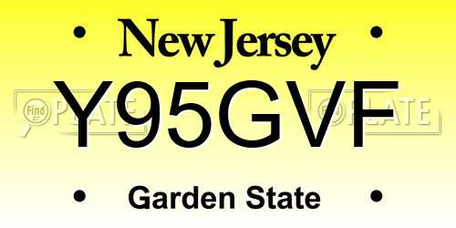 Y95GVF New Jersey License Plate