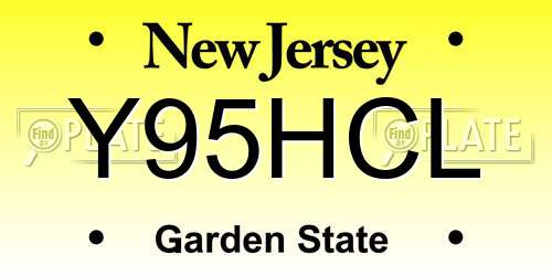 Y95HCL New Jersey License Plate