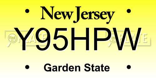 Y95HPW New Jersey License Plate