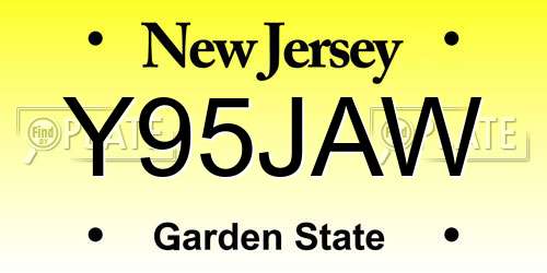 Y95JAW New Jersey License Plate