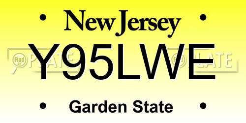 Y95LWE New Jersey License Plate