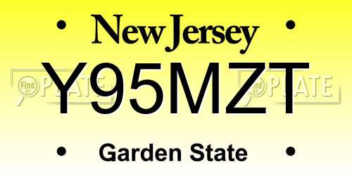 Y95MZT New Jersey License Plate