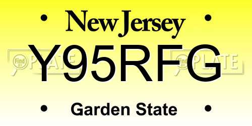 Y95RFG New Jersey License Plate