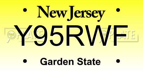 Y95RWF New Jersey License Plate